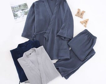 Soft Cosy Pyjama Set - Unisex / Mens Comfort Japanese Style Cotton Material | Casual Homewear All Season