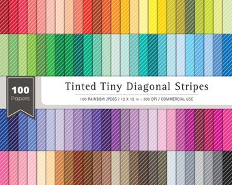 Tinted Tiny Diagonal Stripes Digital Paper Pack, Stripes Paper, 100 Digital Papers, Colorful Scrapbooking Paper, Digital Papers, Scrapbook