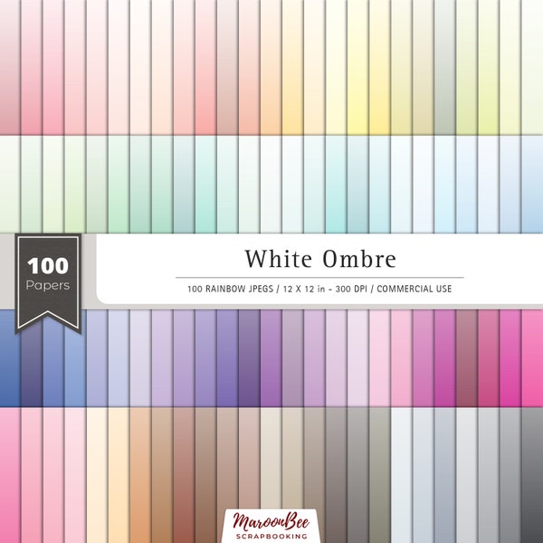 Ombre Digital Scrapbooking Paper, Digital Paper, Ombre Rainbow, Digital Ombre Pattern, Rainbow Scrapbooking Pack, 12x12 Paper, Pastel Muted