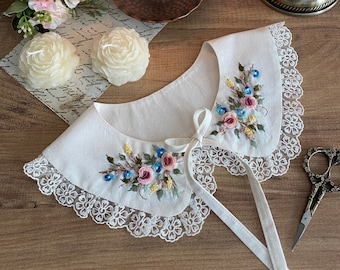 Embroidered peterpan collar ,detachable collar, embroidered collar,peter pan collar, vintage collar