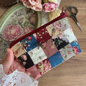 Cartera vintage floral hecha a mano - Cartera bordada hecha a mano - Cartera de patchwork hecha a mano