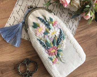 Embroidered Glasses Case - Glasses Holder - Organizer - Pencil Case - Embroidered Organizer - Embroidered Pencil Case - Glasses Pouch