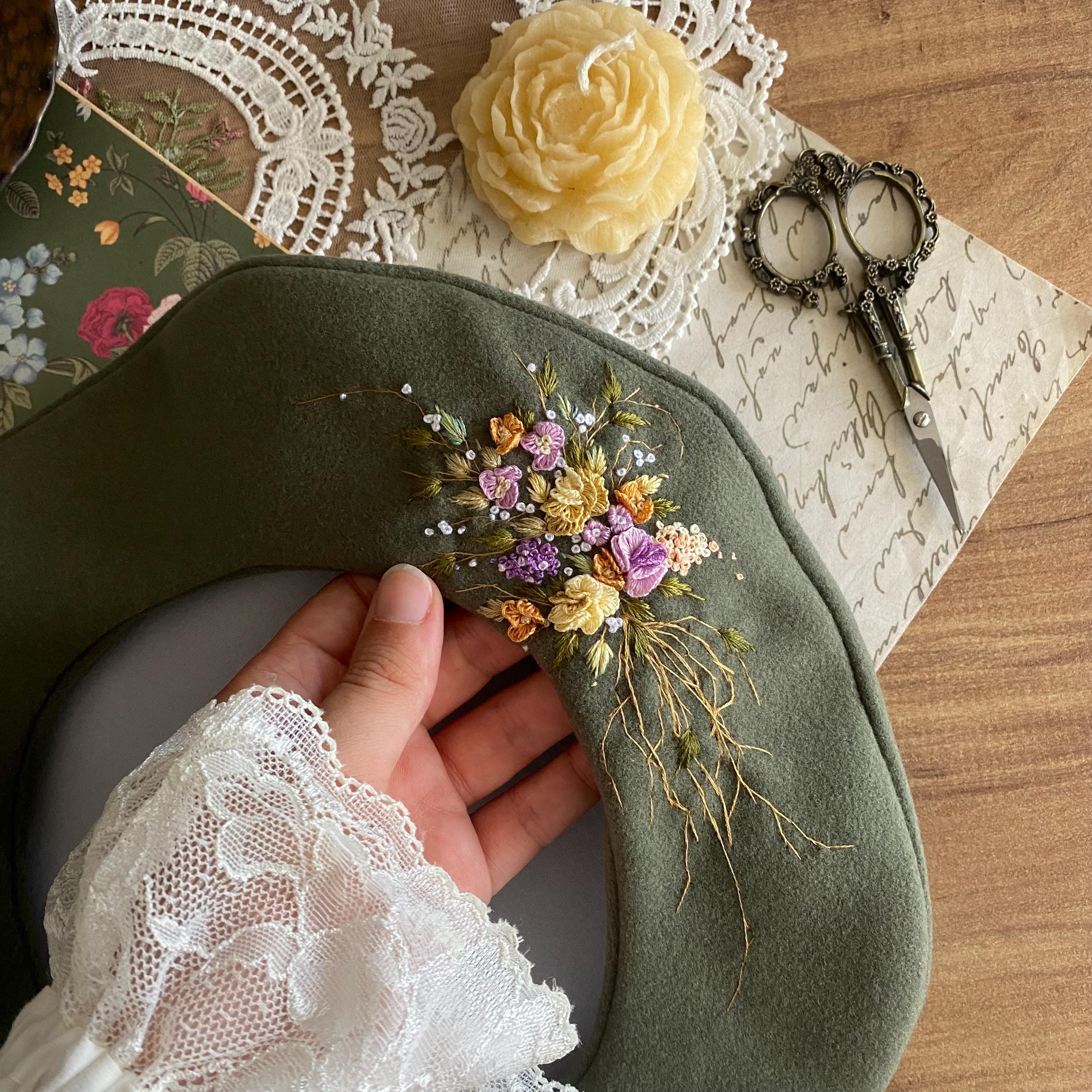 Embroidered French Beret - Floral French Beret - Vintage  display picture 3