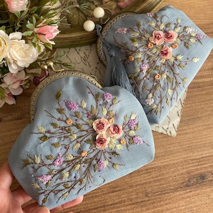 Monedero floral - Monedero vintage floral - Monedero bordado - Monedero pequeño floral - Monedero con cierre - Tarjetero