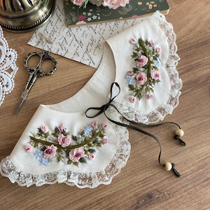 Embroidered peterpan collar ,detachable collar, embroidered collar,peter pan collar, vintage collar