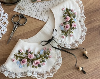 Embroidered peterpan collar ,detachable collar, embroidered collar,peter pan collar, vintage collar