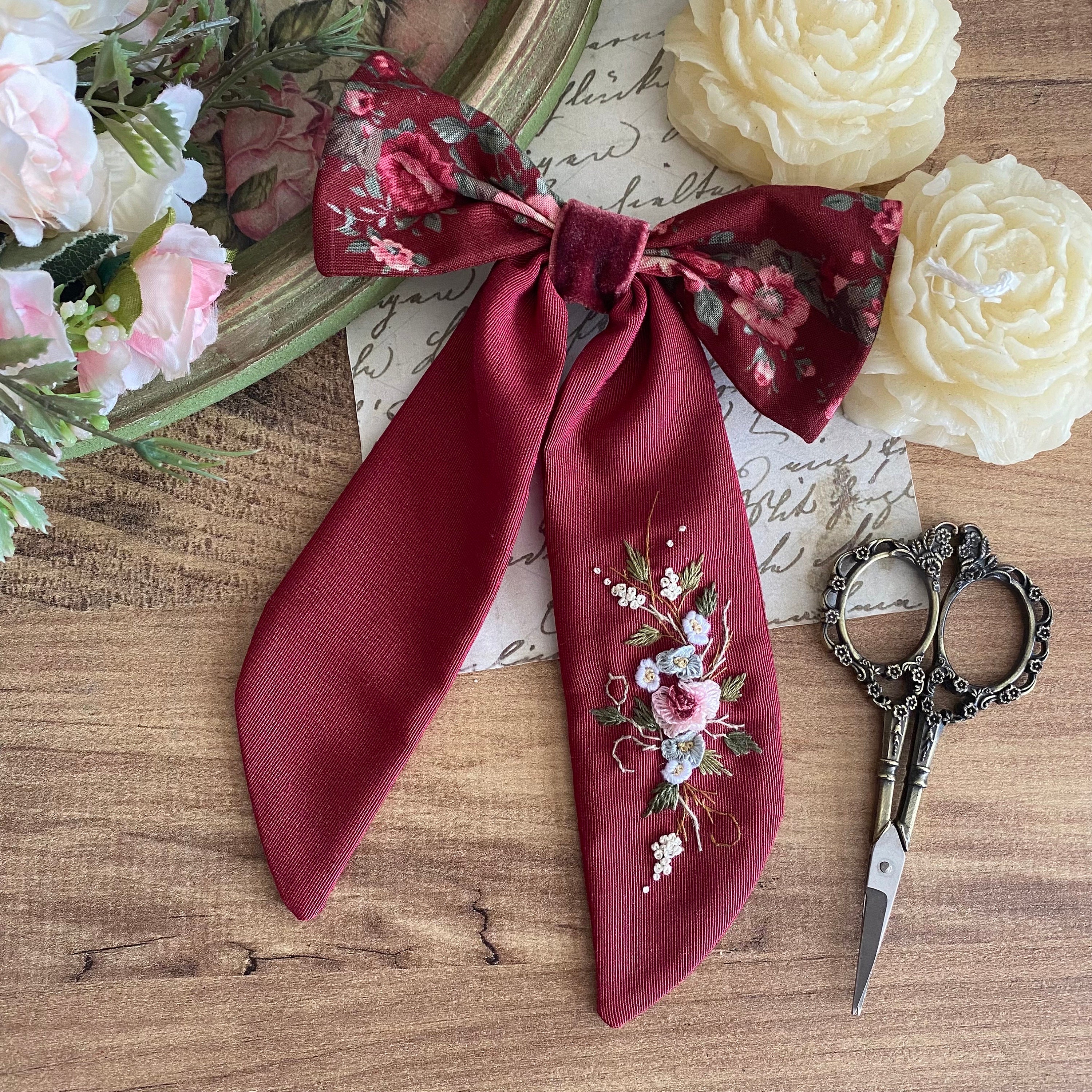 裂き布リボン入引き揃え糸✨ヘアクリップ 6ec31222a472b4513d26ed36cedae4