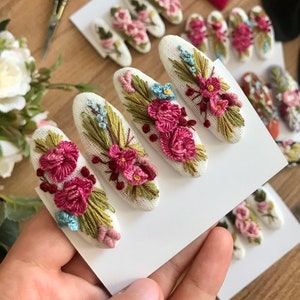 Handmade embroidered hair pins - Hair clips