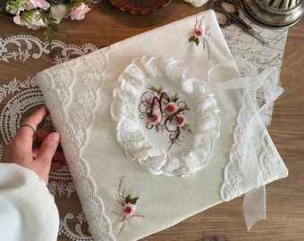 Embroidered Photo Albums / Velvet embroidered Souvenir Albums / Bridal Vintage Albums / Floral Wedding Scrapbook Album / Memory Book