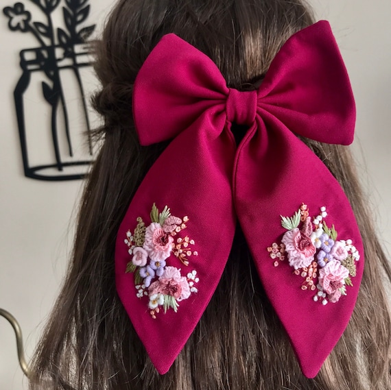 Floral Detail Hair Bow Clip Amazon.com : Large Hair Bow Clips for Women Girls, Big  main image 4