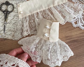 Jedna para mankietów koronkowych - bransoletka mankietowa - mankiet koronkowy ślubny - bransoletka vintage - bransoletki mankietowe - bransoletki mankietowe vintage w kolorze kremowym