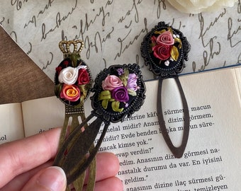 Embroidered Floral Bookmark / Bookmark / Handmade Bookmark