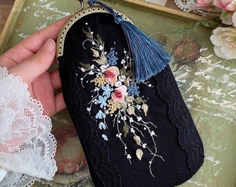 Embroidered Glasses Case - Glasses Holder - Organizer - Pencil Case - Embroidered Organizer - Embroidered Pencil Case - Glasses Pouch