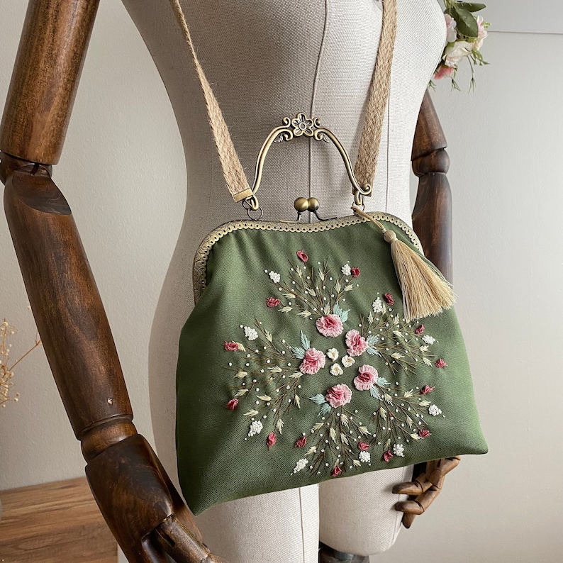 Garden Hand Embroidered Crossbody Sling Bag for women