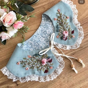 Embroidered peterpan collar ,detachable collar, embroidered collar,peter pan collar, vintage collar