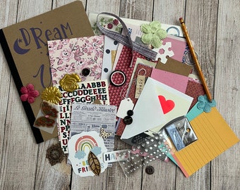 Kit Junk Journal Ephemera (n° 18), plus de 35 pièces/journal, autocollants, papier, éléments découpés, papiers de scrapbooking, étiquettes, cartes, vintage