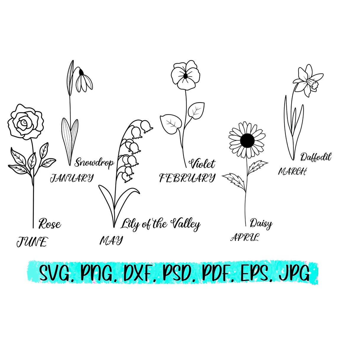 Custom Name Svg File Custom Flower Name Cut File Birth Etsy