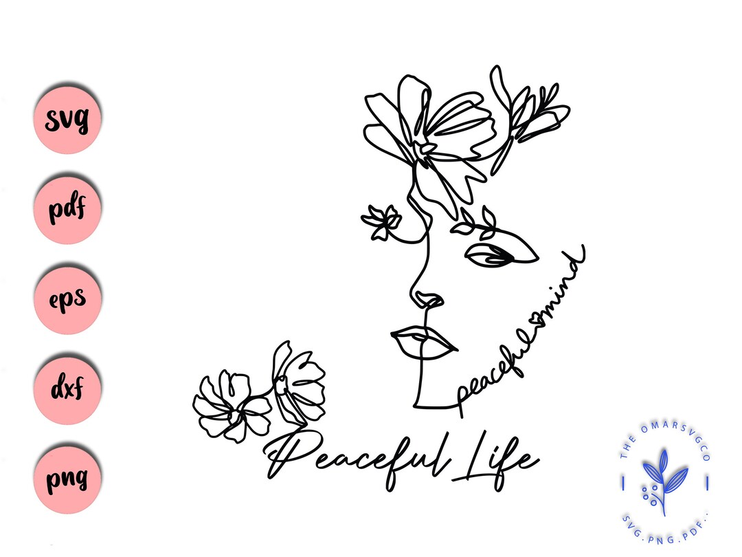 Face Lineart Svg Line Art Svg Minimalist Svg Flower Svg - Etsy