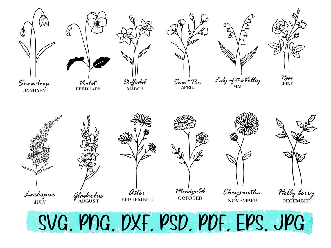 Custom Name Svg File Custom Flower Name Cut File Birth Etsy