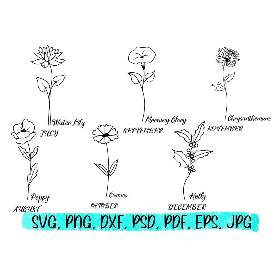 Custom Name Svg File Custom Flower Name Cut File Birth Etsy