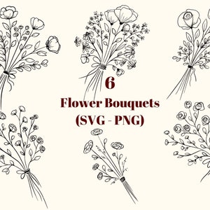 6 Floral Bouquet Svg Bundle Bouquet Svg Flower Svg - Etsy