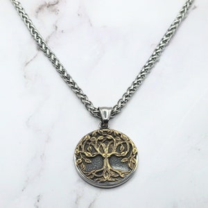 Mei's | Viking Roots of Life | ketting mannen / Viking sieraad / levensboom | Stainless Steel / 316L Roestvrij Staal | zilver / goud