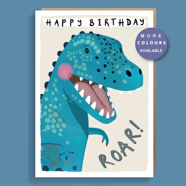 Cute T-Rex Happy Birthday Card | Funny Dinosaur Card | Kids Dinosaur Birthday Card | Boys, Girls, Son, Daughter, Nephew Birthday Card | A6