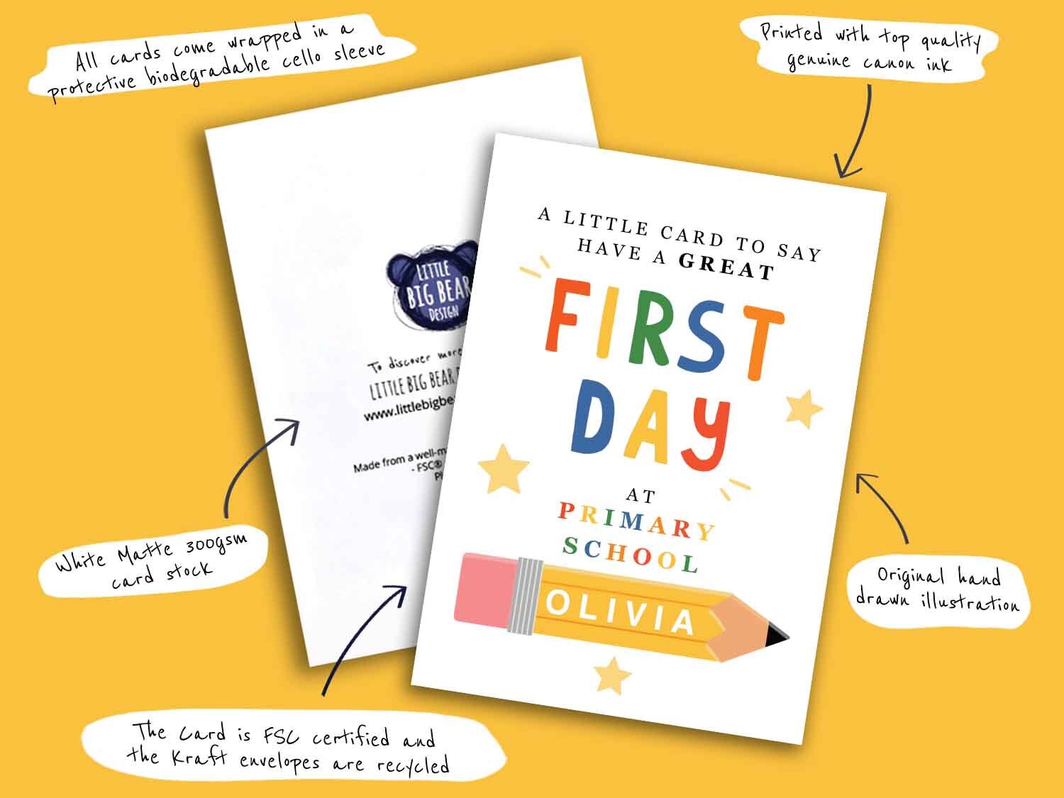 Personalised First Day of School Card: Nursery, Reception, Preschool or ...