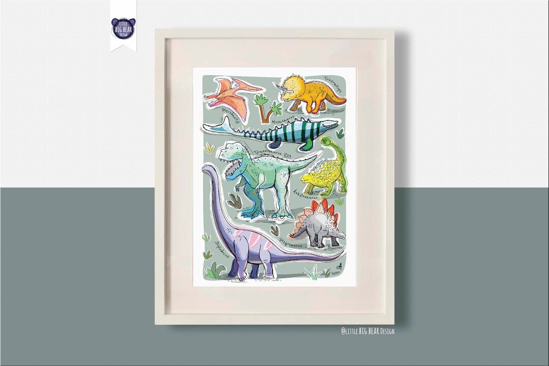 Dinosaur Poster A4 A3 Dinosaur Print Dinosaur Decor Dinosaur Wall Art ...