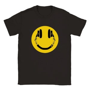 Acid House Smiley Face Old Skool Rave Unisex T Shirt Black