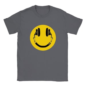 Acid House Smiley Face Old Skool Rave Unisex T Shirt Charcoal