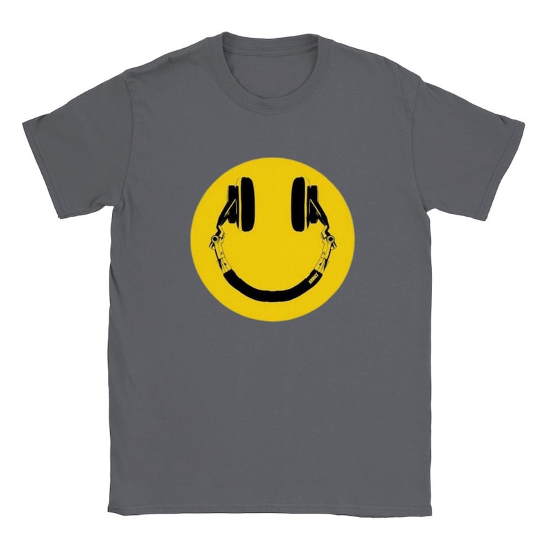 Acid House Smiley Face Old Skool Rave Unisex T Shirt Charcoal