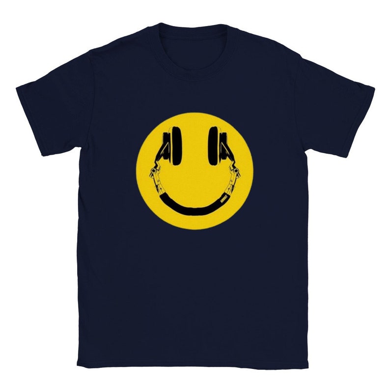 Acid House Smiley Face Old Skool Rave Unisex T Shirt Navy