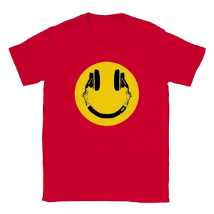 Acid House Smiley Face Old Skool Rave Unisex T Shirt Red