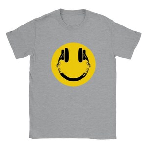 Acid House Smiley Face Old Skool Rave Unisex T Shirt Sports Grey