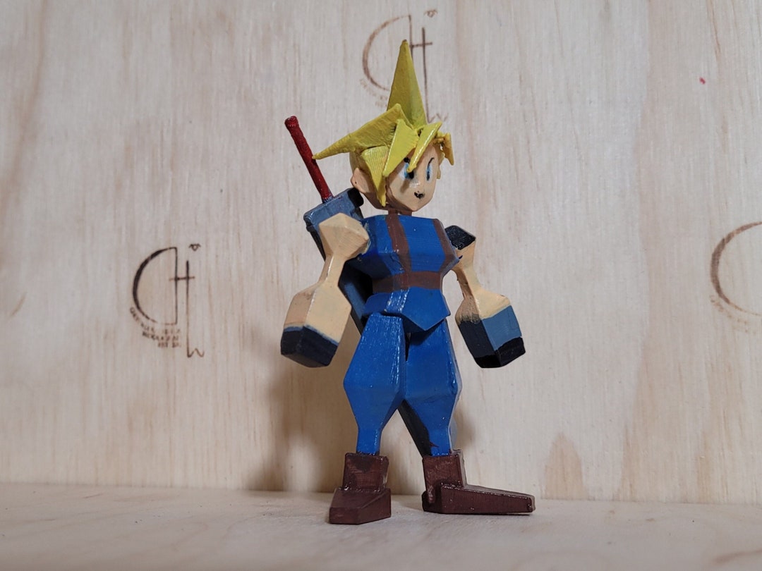 3D Printed FF7 Cloud Figurine, Hand Painted - Etsy