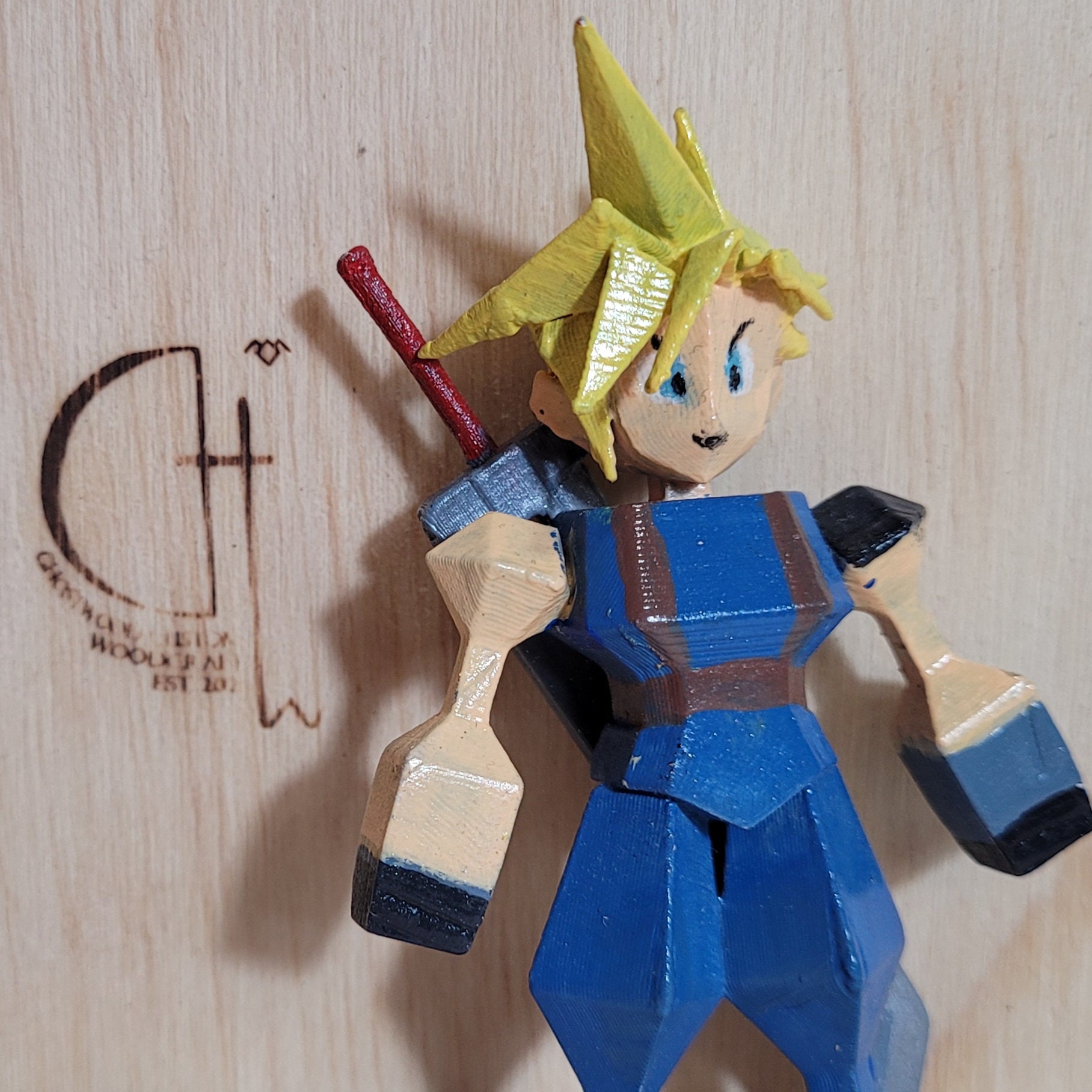 3D Printed FF7 Cloud Figurine, Hand Painted - Etsy