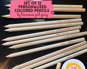 Set of 12 Personalized Colored Pencils  - Custom Pencil Set - School Supplies - Back to School Gift - Personalized Pencils