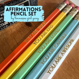  DASHENRAN Affirmation Pencil Set, Motivational Pencils,  Personalized Compliment Wood Pencils, Pencil Set for Sketching and Drawing,  for Students and Teachers, (Color+Primary) : Office Products