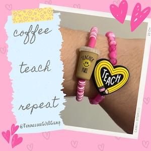 Teacher Bracelets - Teacher Gift - Teacher Pencil Bracelet - Teacher Fuel Bracelet - Teacher Appreciation - Teacher Coffee Bracelet