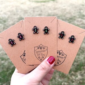 Gingerbread Man Stud Earrings - Gingerbread Woman Stud Earrings - Gingerbread Girl Earrings - Ninjabread Man Earrings - Christmas  Earrings