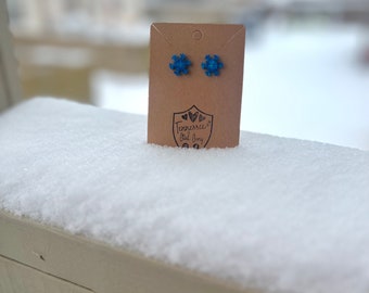 Snowflake Earrings - Snow Earrings - Snow Day Earrings - Winter Earrings  - Snowflake Studs - Frozen Earrings