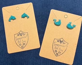 Dolphin Stud Earrings - Whale Stud Earrings - Ocean Earrings - Beach Earrings - Nautical  Earrings - Vacation Earrings - Summer Earrings