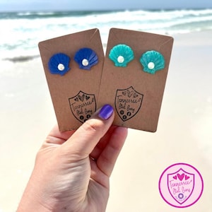Seashell Earrings - Little Mermaid Earrings - Beach Earrings - Spring Break and Summer Earrings  - Scallop and Pearl Earrings - Nautical