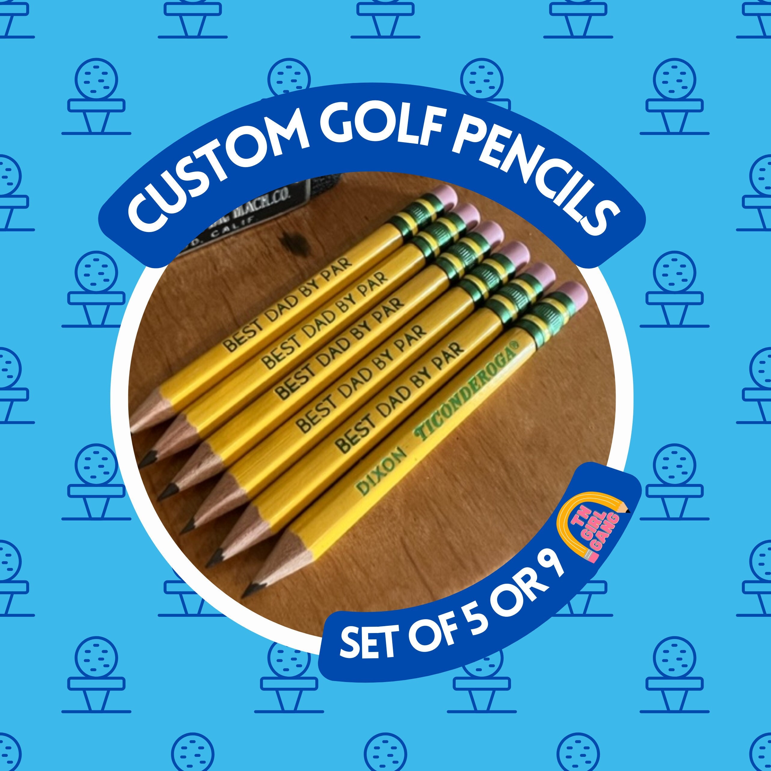 Custom Golf Pencils Ticonderoga Golf Pencils Dad Golf Pencils Golf Gift