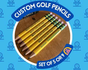 Custom Golf Pencils - Ticonderoga Golf Pencils - Dad Golf Pencils - Golf Gift - Golf Dad Stocking Stuffer - Personalized Golf Pencils