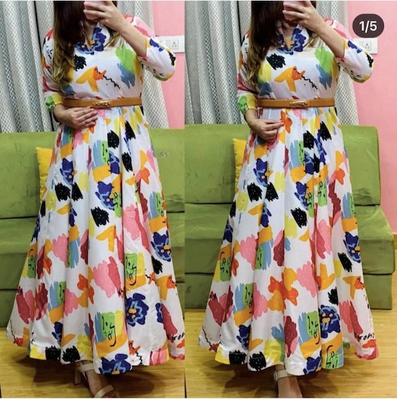 Rayon Print Gown : ₹800(₹100 Ship Extra) Whatsapp🟩 : 9650030886 | 98180  89430 | 8920632892 #rayon #print | Instagram