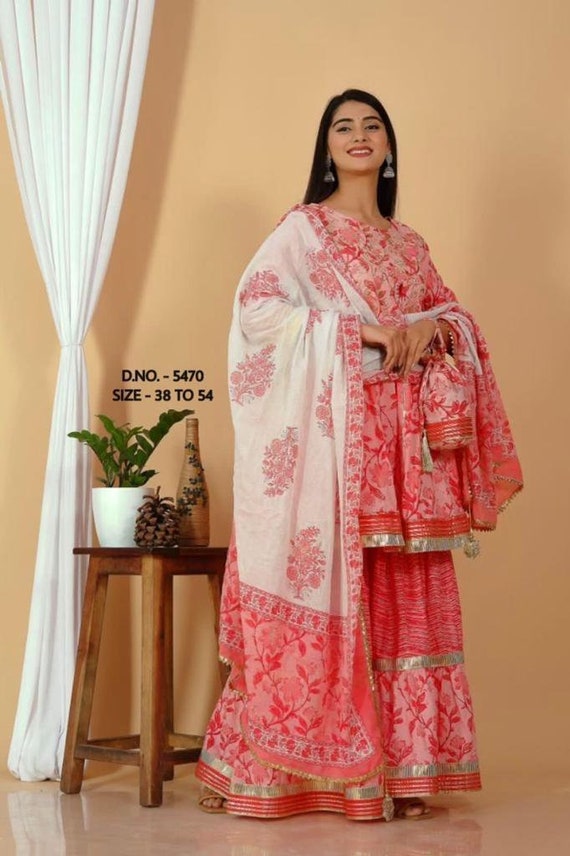 Buy S M CREATIONS - Woman's Viscose Rayon Embroidered Kurta, Sharara & Dupatta  Set-Maroon-XXL Online at Best Prices in India - JioMart.