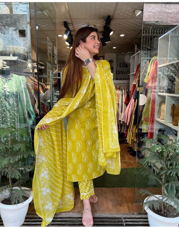 Order Beautiful Cotton Kurti Pant Set Online From WishTown Fashion  Club,Ghaziabad