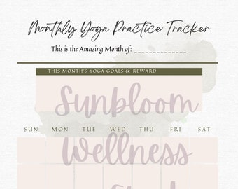 Exercise and Yoga Monthly Tracker Calendar - Goals - Landscape - PDF Printable File